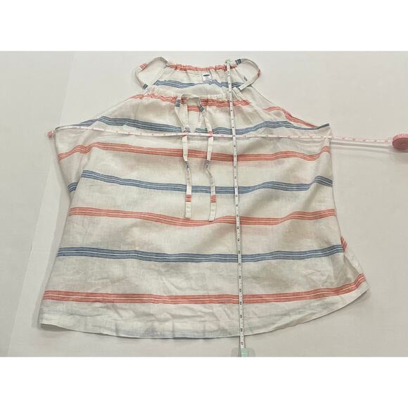 Old Navy Linen/Cotton Blend Sleeveless Tie Front Tank Top, Red Blue Stripe XXL - Picture 8 of 10